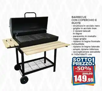 Happy Casa Barbecue con Coperchio e Ruote H 103x108x71 cm offerta