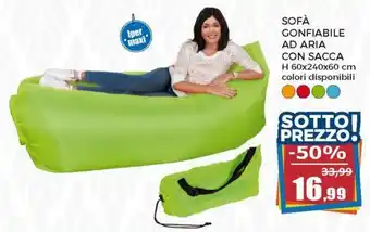 Happy Casa Sofà Gonfiabile Ad Aria con Sacca H 60x240x60 cm offerta