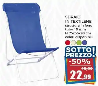 Happy Casa Sdraio in Textilene H 75x56x98 cm offerta
