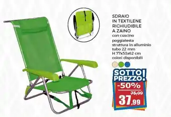 Sdraio in Textilene Richiudibile a Zaino H 77x53x62 cm