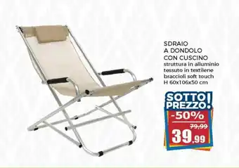 Happy Casa Sdraio a Dondolo con Cuscino H 60x106x50 cm offerta