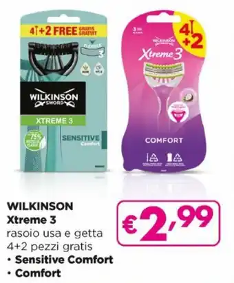 Acqua & Sapone Wilkinson Xtreme 3 Sensitive Comfort 4+2 pezzi gratis offerta