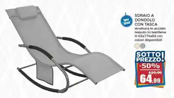 Happy Casa Sdraio a Dondolo con Tasca H 63x174x88 cm offerta