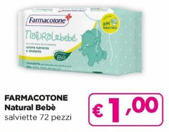 Acqua & Sapone Farmacotone Natural Bebè salviette 72 pezzi offerta