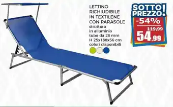 Happy Casa Lettino Richiudibile in Textilene con Parasole H 25x188x56 cm offerta
