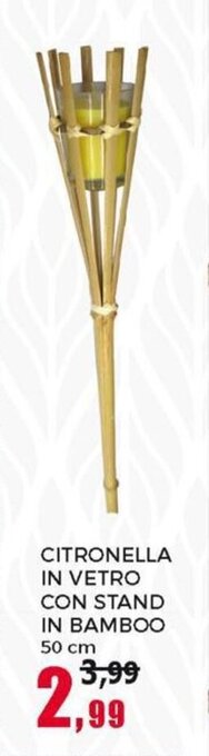 Happy Casa Citronella in Vetro con Stand in Bamboo 50 cm offerta