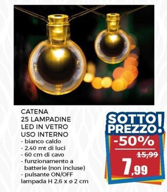 Happy Casa Catena 25 Lampadine LED in Vetro Uso Interno offerta