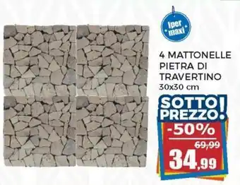 Happy Casa 4 Mattonelle Pietra di Travertino 30x30 cm offerta