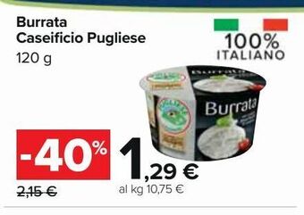 Carrefour Iper Burrata caseificio pugliese 120 g offerta