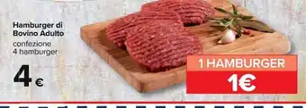 Carrefour Iper Hamburger di bovino adulto conf. 4 hamburger offerta