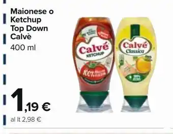 Maionese o ketchup calvé top down 400 ml