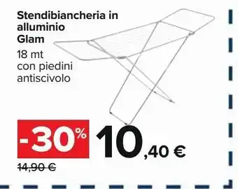 Stendibiancheria in alluminio glam 18 mt con piedini antiscivolo