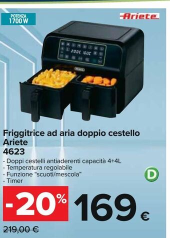 Carrefour Iper Friggitrice ad aria doppio cestello ariete 4623 offerta