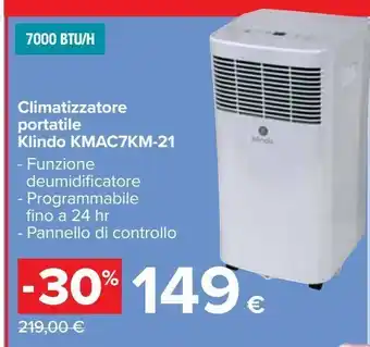 Carrefour Iper Climatizzatore portatile klindo kmac7km-21 offerta