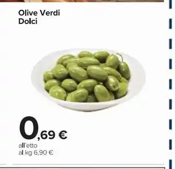 Carrefour Market Olive verdi dolci l'etto offerta