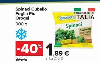 Carrefour Market Spinaci cubello foglia più orogel 900 g offerta