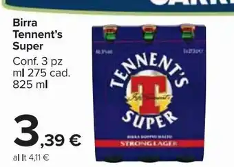 Carrefour Market Birra tennent's super conf 3 pz ml 275 cad offerta