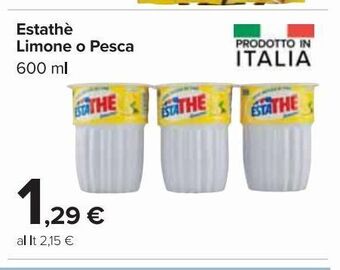Carrefour Market Estathé limone o pesca 600 ml offerta