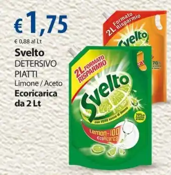 Extra Supermercati Svelto Detersivo Piatti Limone/Aceto Ecoricarica 2 lt offerta