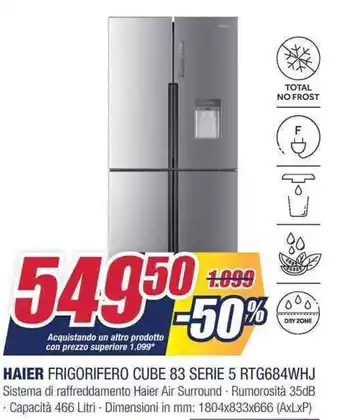 Trony Haier Frigorifero Cube 83 Serie 5 RTG684WHJ offerta