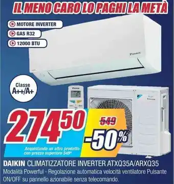 Trony Daikin Climatizzatore Inverter ATXQ35A/ARXQ35 offerta