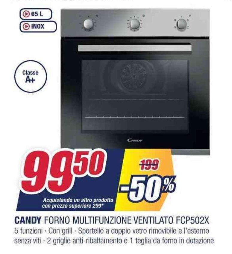 Candy Forno Multifunzione Ventilato FCP502X offerta di Trony