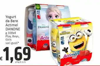 Paghi Poco Danone Yogurt da Bere Actimel Play, Boys, Girls g 100x4 vari gusti offerta