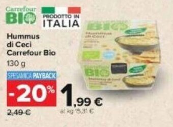 Carrefour Carrefour Bio Hummus di Ceci 130 g offerta