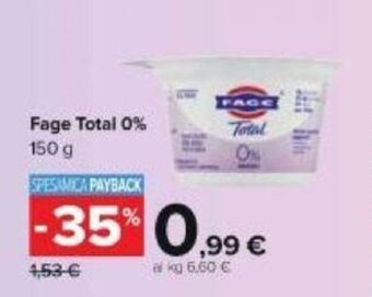 Carrefour Fage Total 0% 150 g offerta