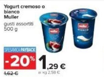Carrefour Müller Yogurt cremoso o bianco 500 g offerta