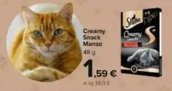 Carrefour Sheba Creamy Snack Manzo 48 g offerta