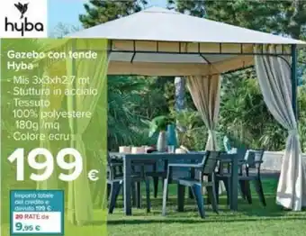 hyba Gazebo con tende 3x3xh2,7 mt