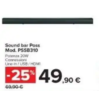 Carrefour Poss Sound bar Mod. PSSB310 offerta