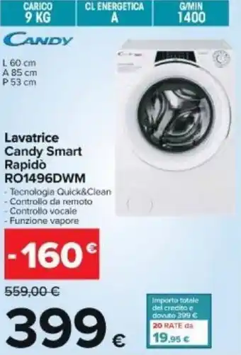 Carrefour Candy Lavatrice Smart Rapidò RO1496DWM offerta