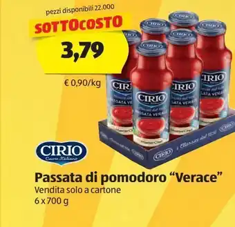 ALDI Passata di pomodoro 'verace' cirio 6x700g offerta