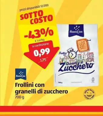 ALDI Buonora frollini con granelli di zucchero 700 g offerta