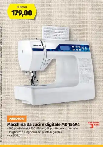 ALDI Medion macchina da cucire digitale md 15694 offerta