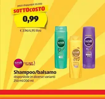 ALDI Shampoo/balsamo sunsilk disponibile in diverse varianti 250ml /200 ml offerta
