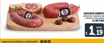 Deco Supermercati Golosita sannite salsiccia casareccia dolce piccante offerta