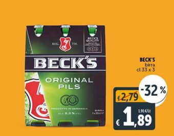 Deco Supermercati Beck's birra cl 33x3 offerta
