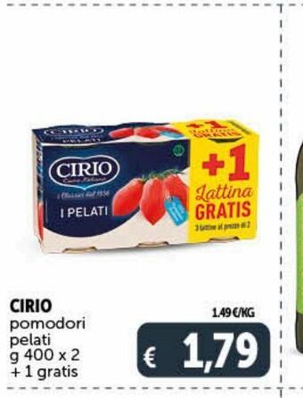 Deco Supermercati Cirio pomodori pelati g 400 x 2 + 1 gratis offerta