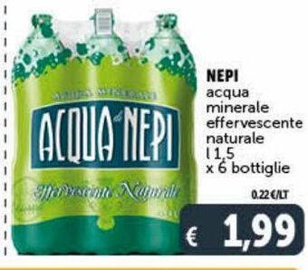 Deco Supermercati Nepi acqua minerale effervescente naturale l 1.5 x 6 bottiglie offerta