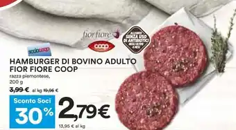 Coop Superstore Fior Fiore Coop Hamburger Di Bovino Adulto razza piemontese 200 g offerta