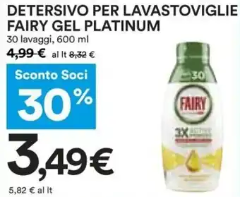 Coop Superstore Fairy Gel Platinum Detersivo Per Lavastoviglie 30 lavaggi, 600 ml offerta