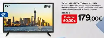 Ipercoop TV 27" Majestic TVD227 V2 UHD offerta