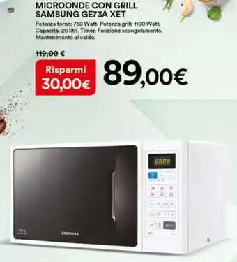 Ipercoop Samsung Microonde Con Grill GE73A Xet offerta