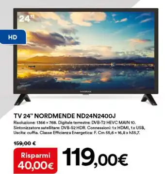 Ipercoop Nordmende TV 24" ND24N2400J offerta
