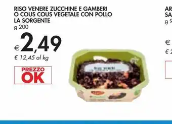 Riso verde zucchine e gamberi o cuos cous vegetale con pollo la sorgente g 200