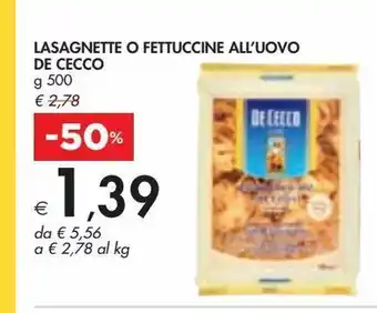 Bennet Lasagna o fettuccine all '' uovo de cecco offerta