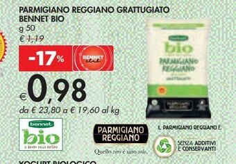 Bennet Parmigiano reggiano grattugiato bennet bio offerta